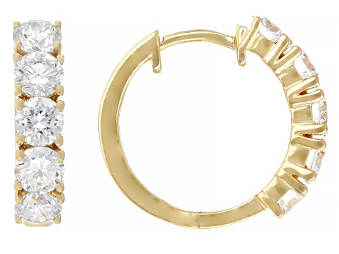 White Lab-Grown Diamond VS F-G 14K Yellow Gold Over Sterling Silver Huggie Earrings 2.00ctw