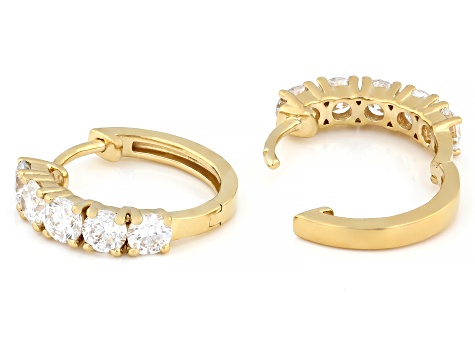 White Lab-Grown Diamond VS F-G 14K Yellow Gold Over Sterling Silver Huggie Earrings 2.00ctw