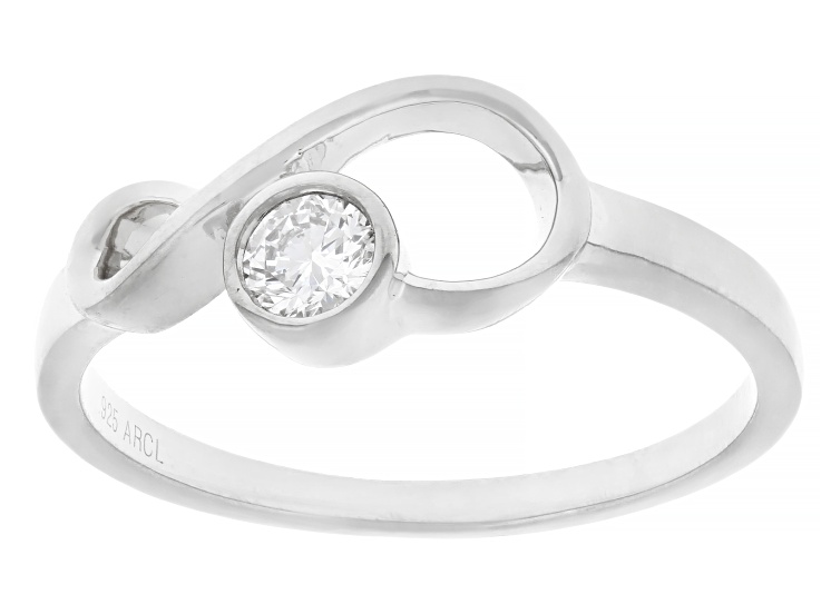 White Lab-Grown Diamond VS F-G Rhodium Over Sterling Silver Ring 0.20ct