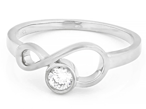 White Lab-Grown Diamond VS F-G Rhodium Over Sterling Silver Ring 0.20ct