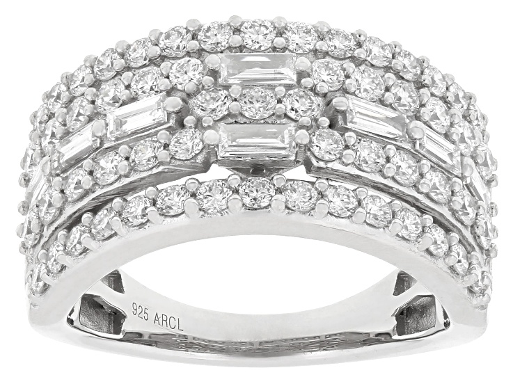 White Lab-Grown Diamond SI F-G Rhodium Over Sterling Silver Ring 1.55ctw
