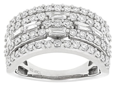 White Lab-Grown Diamond SI F-G Rhodium Over Sterling Silver Ring 1.55ctw