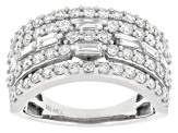 White Lab-Grown Diamond SI F-G Rhodium Over Sterling Silver Ring 1.55ctw