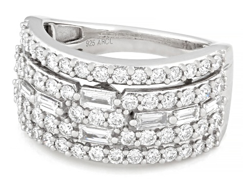 White Lab-Grown Diamond SI F-G Rhodium Over Sterling Silver Ring 1.55ctw