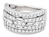 White Lab-Grown Diamond SI F-G Rhodium Over Sterling Silver Ring 1.55ctw