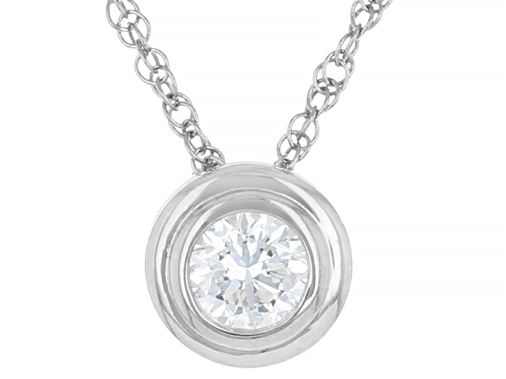 White Lab-Grown Diamond VS F-G Rhodium Over Sterling Silver Solitaire Pendant With Chain 0.25ct