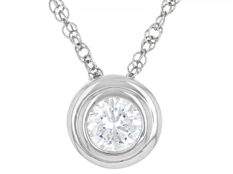 White Lab-Grown Diamond VS F-G Rhodium Over Sterling Silver Solitaire Pendant With Chain 0.25ct