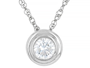 White Lab-Grown Diamond VS F-G Rhodium Over Sterling Silver Solitaire Pendant With Chain 0.25ct