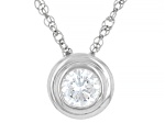 White Lab-Grown Diamond VS F-G Rhodium Over Sterling Silver Solitaire Pendant With Chain 0.25ct
