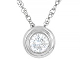 White Lab-Grown Diamond VS F-G Rhodium Over Sterling Silver Solitaire Pendant With Chain 0.25ct