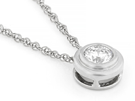 White Lab-Grown Diamond VS F-G Rhodium Over Sterling Silver Solitaire Pendant With Chain 0.25ct