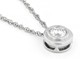 White Lab-Grown Diamond VS F-G Rhodium Over Sterling Silver Solitaire Pendant With Chain 0.25ct