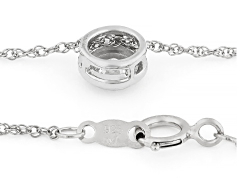 White Lab-Grown Diamond VS F-G Rhodium Over Sterling Silver Solitaire Pendant With Chain 0.25ct