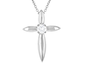 White Lab-Grown Diamond VS F-G Rhodium Over Sterling Silver Cross Pendant With Chain 0.20ct
