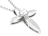 White Lab-Grown Diamond VS F-G Rhodium Over Sterling Silver Cross Pendant With Chain 0.20ct