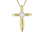 White Lab-Grown Diamond VS F-G 14K Yellow Gold Over Sterling Silver Cross Pendant With Chain 0.20ct