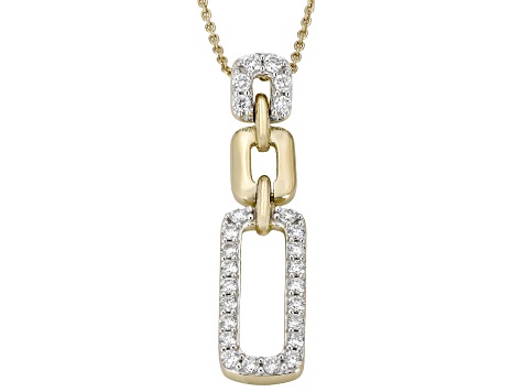 White Lab-Grown Diamond SI F-G 14K Yellow Gold Over Sterling Silver Dangle Pendant/Chain 0.50ctw