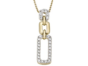 White Lab-Grown Diamond SI F-G 14K Yellow Gold Over Sterling Silver Dangle Pendant/Chain 0.50ctw