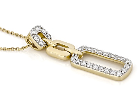 White Lab-Grown Diamond SI F-G 14K Yellow Gold Over Sterling Silver Dangle Pendant/Chain 0.50ctw