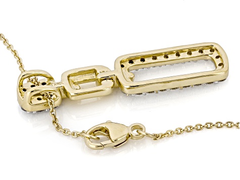 White Lab-Grown Diamond SI F-G 14K Yellow Gold Over Sterling Silver Dangle Pendant/Chain 0.50ctw