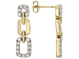 White Lab-Grown Diamond SI F-G 14K Yellow Gold Over Sterling Silver Dangle Earrings 0.65ctw