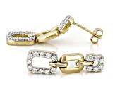 White Lab-Grown Diamond SI F-G 14K Yellow Gold Over Sterling Silver Dangle Earrings 0.65ctw