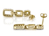 White Lab-Grown Diamond SI F-G 14K Yellow Gold Over Sterling Silver Dangle Earrings 0.65ctw