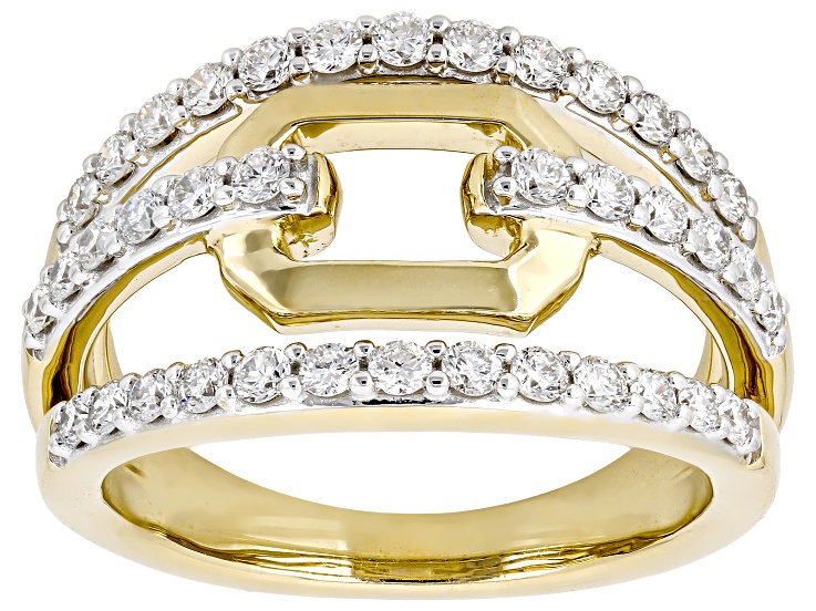 White Lab-Grown Diamond SI F-G 14K Yellow Gold Over Sterling Silver Ring 0.75ctw