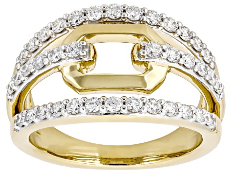 White Lab-Grown Diamond SI F-G 14K Yellow Gold Over Sterling Silver Ring 0.75ctw