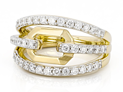 White Lab-Grown Diamond SI F-G 14K Yellow Gold Over Sterling Silver Ring 0.75ctw