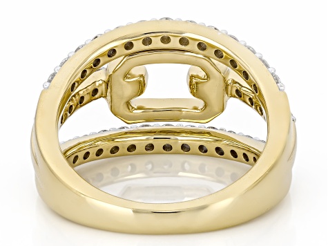 White Lab-Grown Diamond SI F-G 14K Yellow Gold Over Sterling Silver Ring 0.75ctw