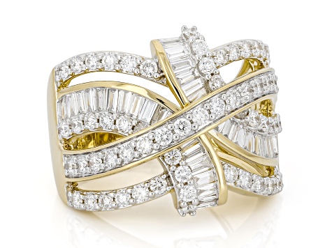 White Lab-Grown Diamond SI F-G 14K Yellow Gold Over Sterling Silver Ring 1.85ctw