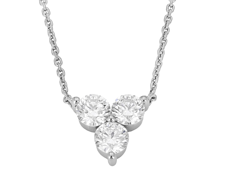 White Lab-Grown Diamond VS F-G Rhodium Over Sterling Silver Station Necklace 0.80ctw