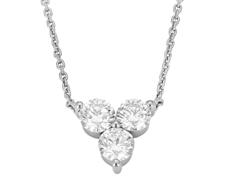 White Lab-Grown Diamond VS F-G Rhodium Over Sterling Silver Station Necklace 0.80ctw