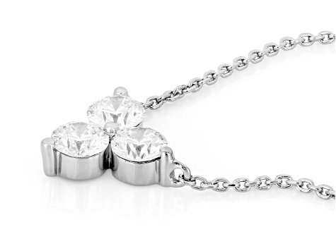 White Lab-Grown Diamond VS F-G Rhodium Over Sterling Silver Station Necklace 0.80ctw