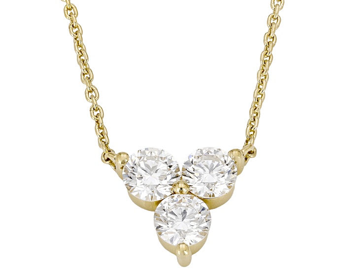 White Lab-Grown Diamond VS F-G 14K Yellow Gold Over Sterling Silver Station Necklace 0.80ctw