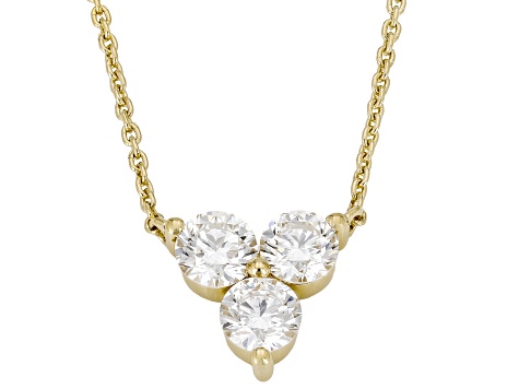 White Lab-Grown Diamond VS F-G 14K Yellow Gold Over Sterling Silver Station Necklace 0.80ctw