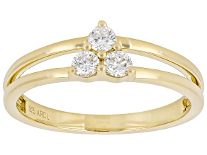 White Lab-Grown Diamond SI F-G 14K Yellow Gold Over Sterling Silver 3-Stone Ring 0.20ctw