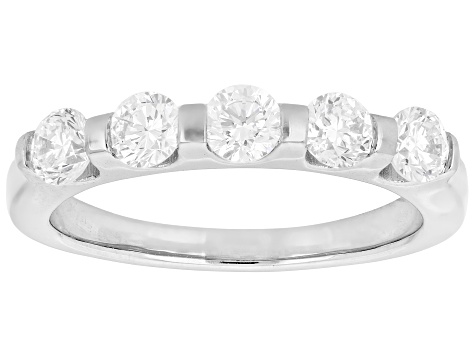 White Lab-Grown Diamond SI F-G Rhodium Over Sterling Silver Band Ring 0.90ctw