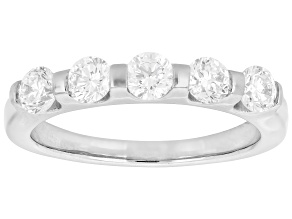 White Lab-Grown Diamond SI F-G Rhodium Over Sterling Silver Band Ring 0.90ctw