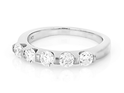 White Lab-Grown Diamond SI F-G Rhodium Over Sterling Silver Band Ring 0.90ctw