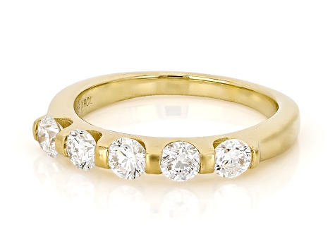 White Lab-Grown Diamond SI F-G 14K Yellow Gold Over Sterling Silver Band Ring 0.90ctw