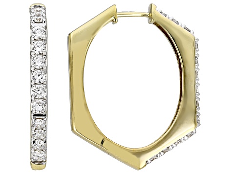 White Lab-Grown Diamond SI F-G 14K Yellow Gold Over Sterling Silver Hoop Earrings 2.00ctw