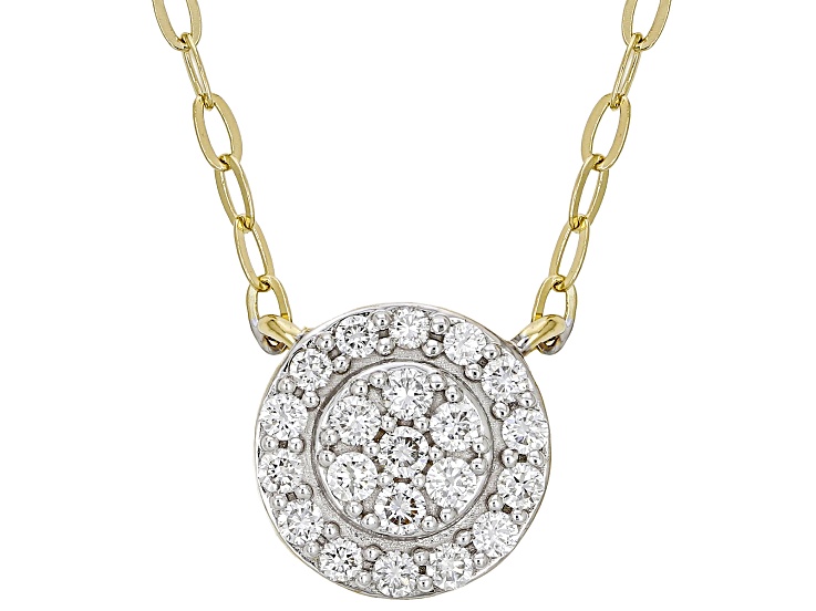 White Lab-Grown Diamond F-G SI 14K Yellow Gold Over Sterling Silver Station Necklace 0.50ctw