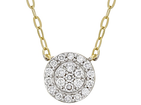 White Lab-Grown Diamond F-G SI 14K Yellow Gold Over Sterling Silver Station Necklace 0.50ctw