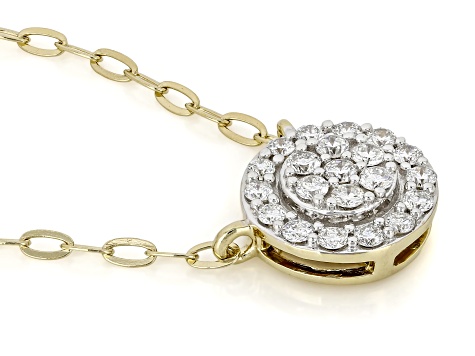 White Lab-Grown Diamond F-G SI 14K Yellow Gold Over Sterling Silver Station Necklace 0.50ctw