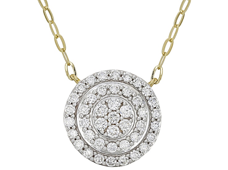 White Lab-Grown Diamond SI F-G 14K Yellow Gold Over Sterling Silver Station Necklace 1.00ctw