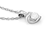 White Lab-Grown Diamond VS F-G Rhodium Over Sterling Silver Solitaire Heart Pendant W/Chain 0.20ct