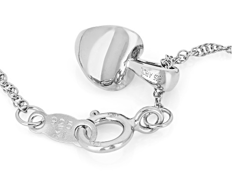 White Lab-Grown Diamond VS F-G Rhodium Over Sterling Silver Solitaire Heart Pendant W/Chain 0.20ct