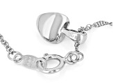 White Lab-Grown Diamond VS F-G Rhodium Over Sterling Silver Solitaire Heart Pendant W/Chain 0.20ct